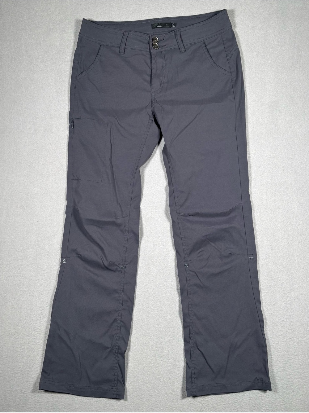 Prana Halle Pants Women’s Size 6 Gray Roll Up Leg Stretch Hiking Outdoor Travel